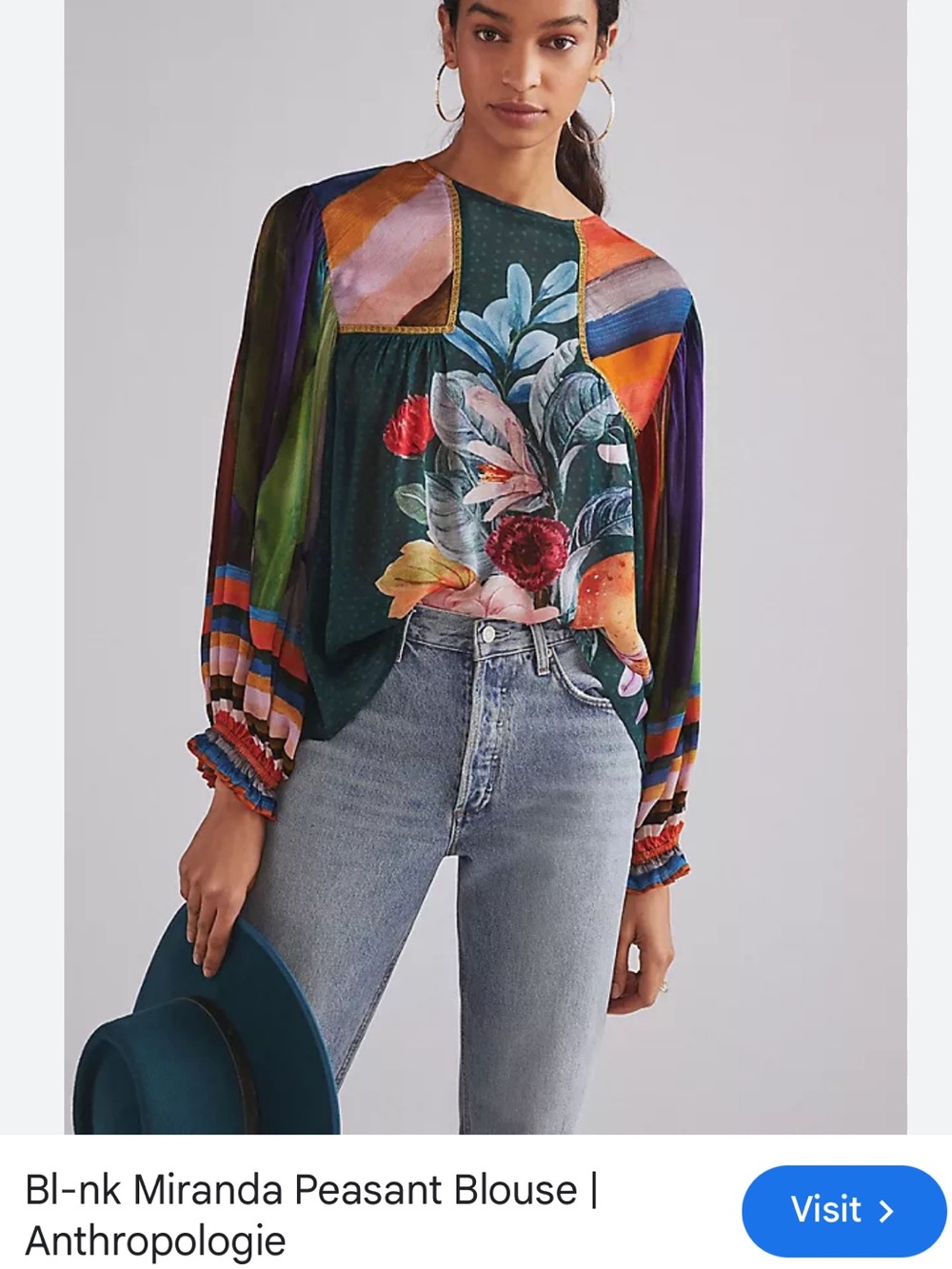 Anthropologie Miranda Multicolor Floral Patchwork Blouse